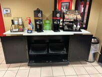 This was their idea of “Breakfast”
One pot of coffee and one pot of hot water for making instant oatmeal!
No fruit, no muffins and no where to sit. Our room was set up with a small kitchen, no dishes, no silverware, no glassware, no pots…