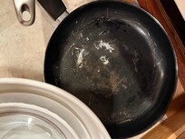 Pans have coating flaking. Nearly all of them.
