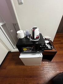 fridge, microwave and hair dryer.