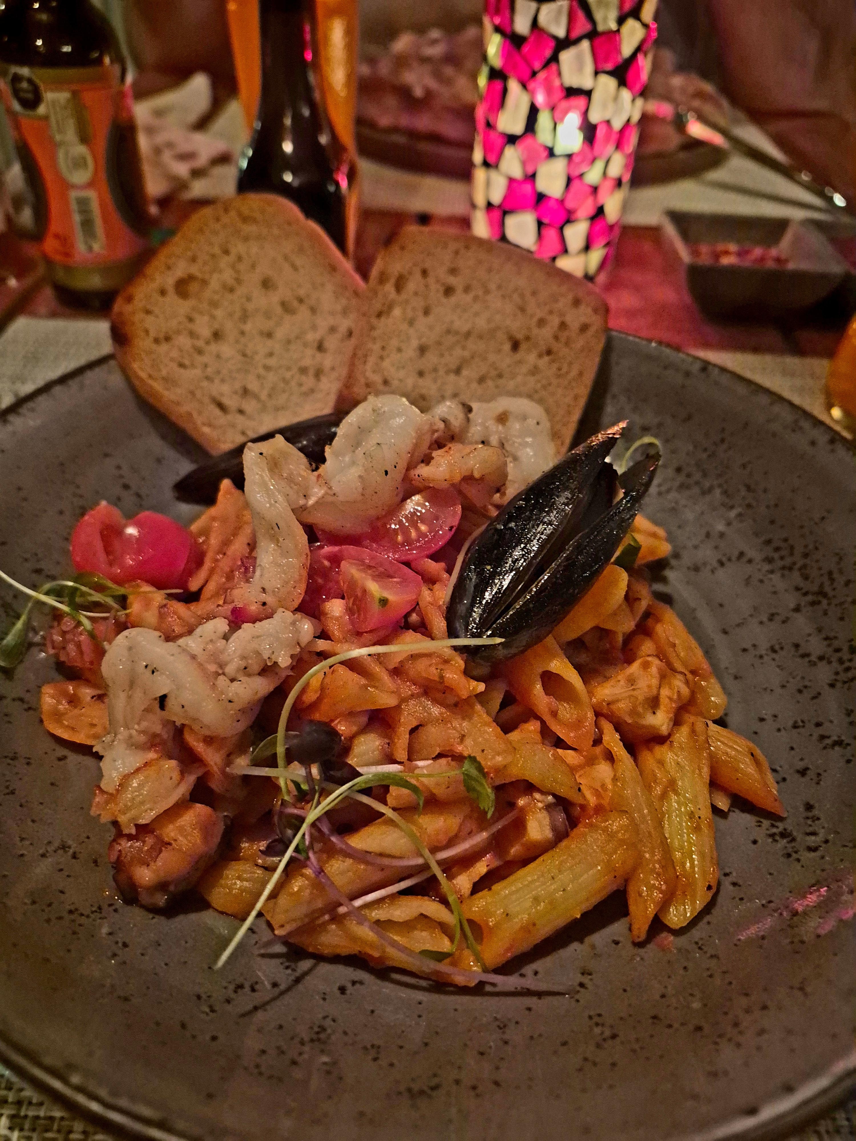 But this gluten free fusili was delicious , but next time I ordered it was a tiny ball of mushy yuck with barely any seafood. Inconsistencies every day