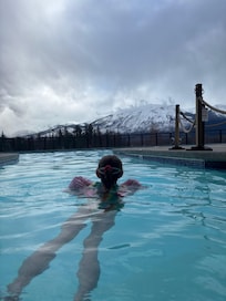 The air was cold but the pool was warm, complete with a beautiful view!