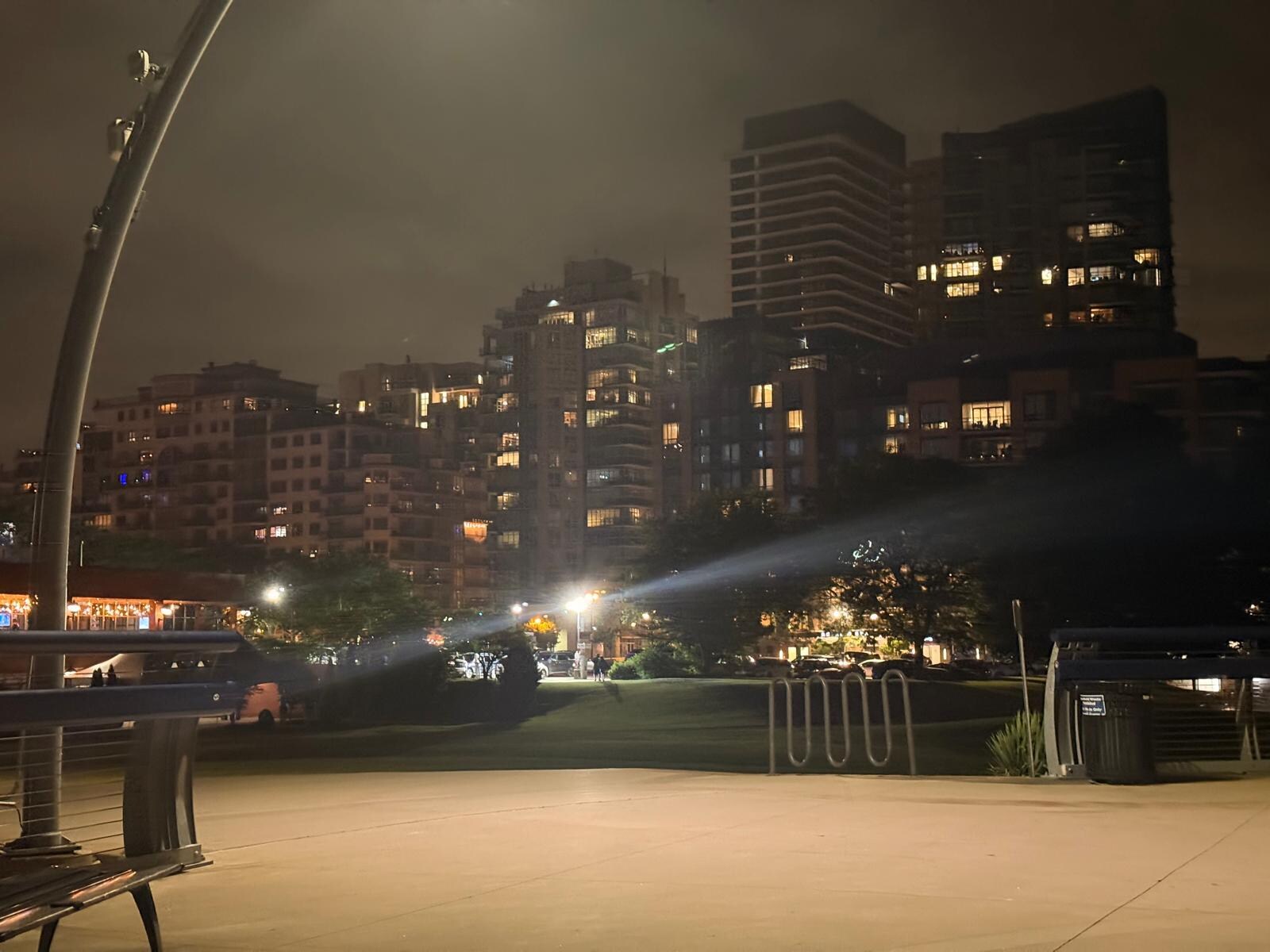 Water front view, took this night time at the lake, the hotel is one of those buildings.