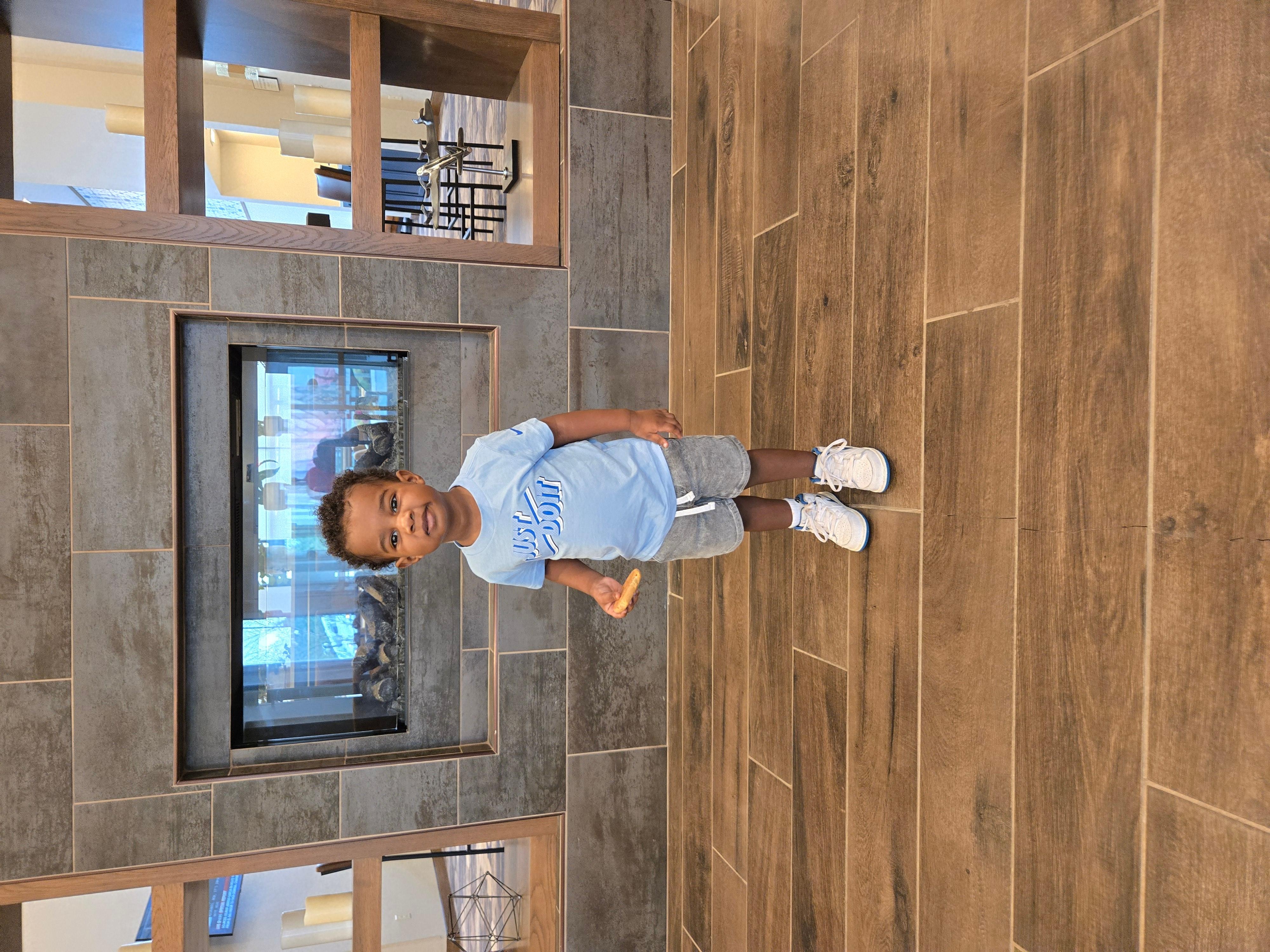 Our Grandson enjoying a cookie that the staff leaves out throughout the day...and yes, they are good!