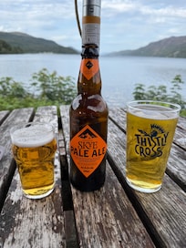 Eating dinner looking at Loch Ness