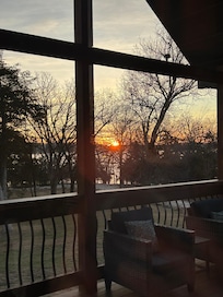 Beautiful view of sunrise from the dining/living room.