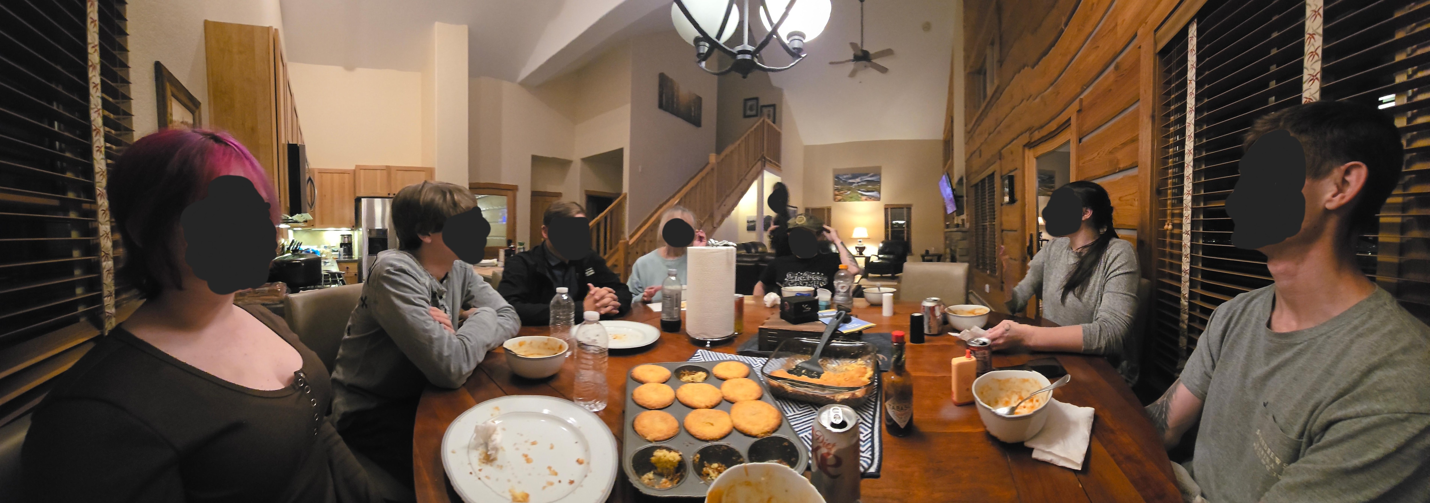 Wide angle from the corner during dinner the 1st night. 
