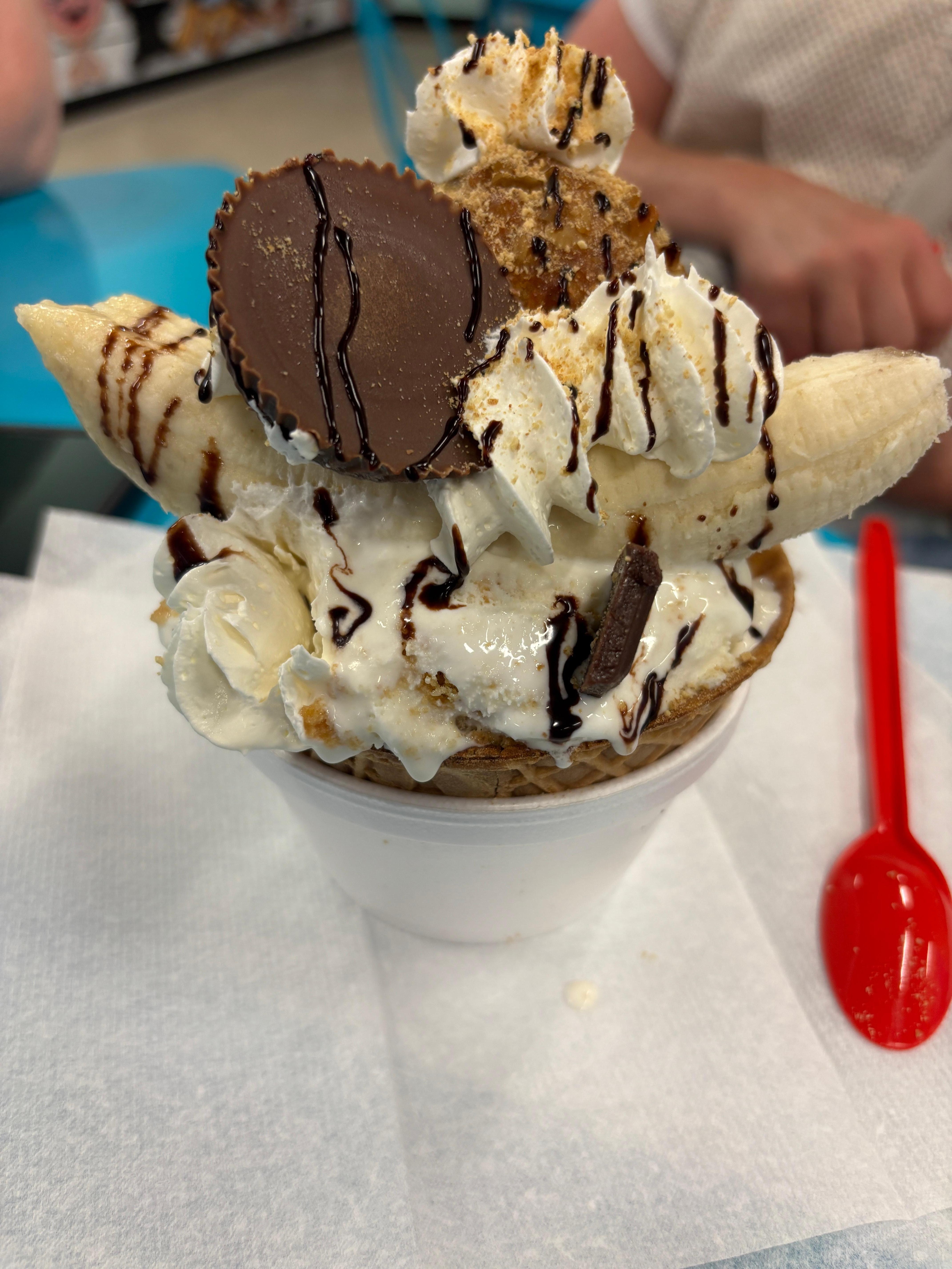 Mean Mugs ice cream across the street from the condo in the bowling alley is worth a visit. 