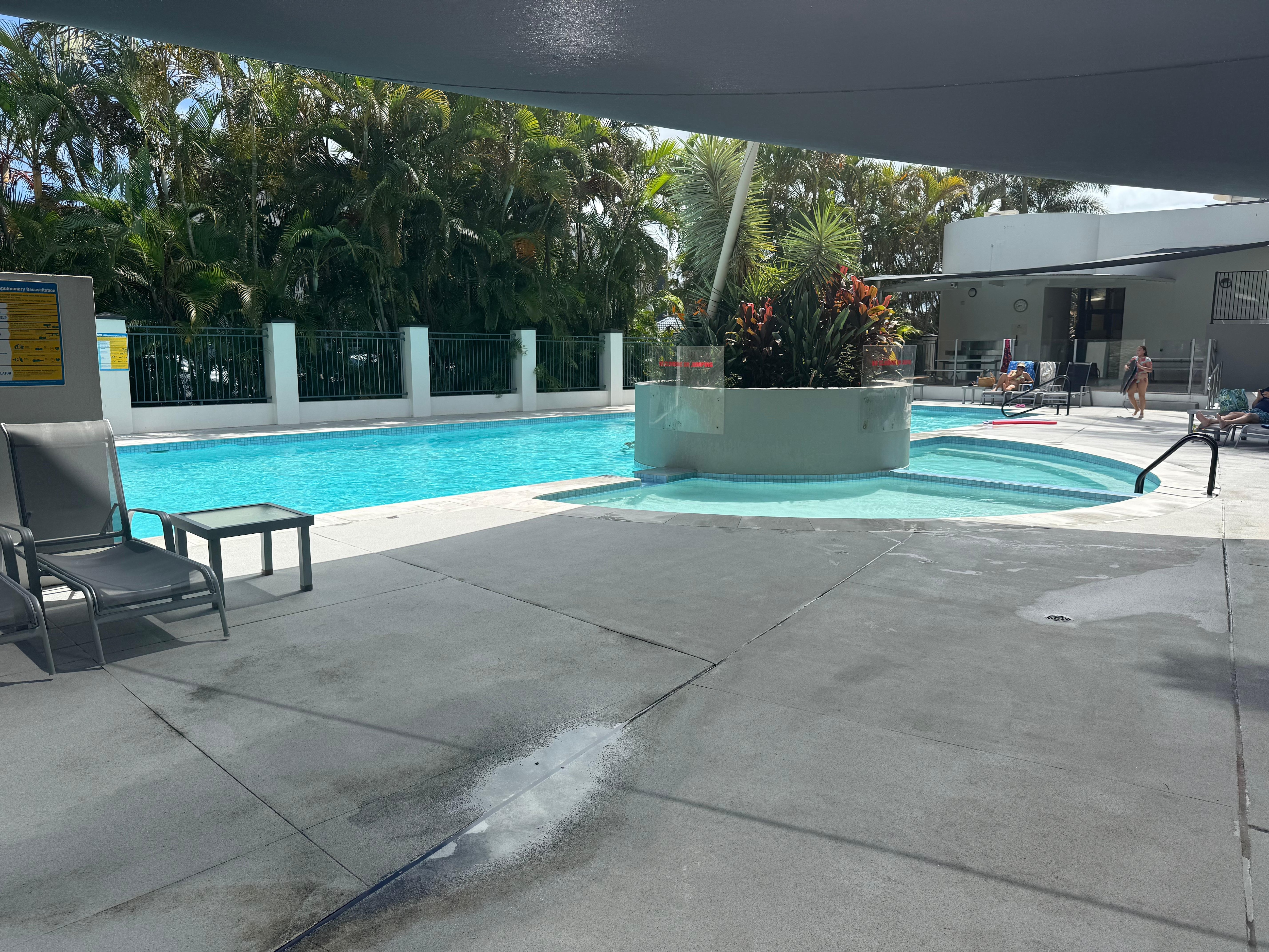 Lap pool with smaller pools for sitting