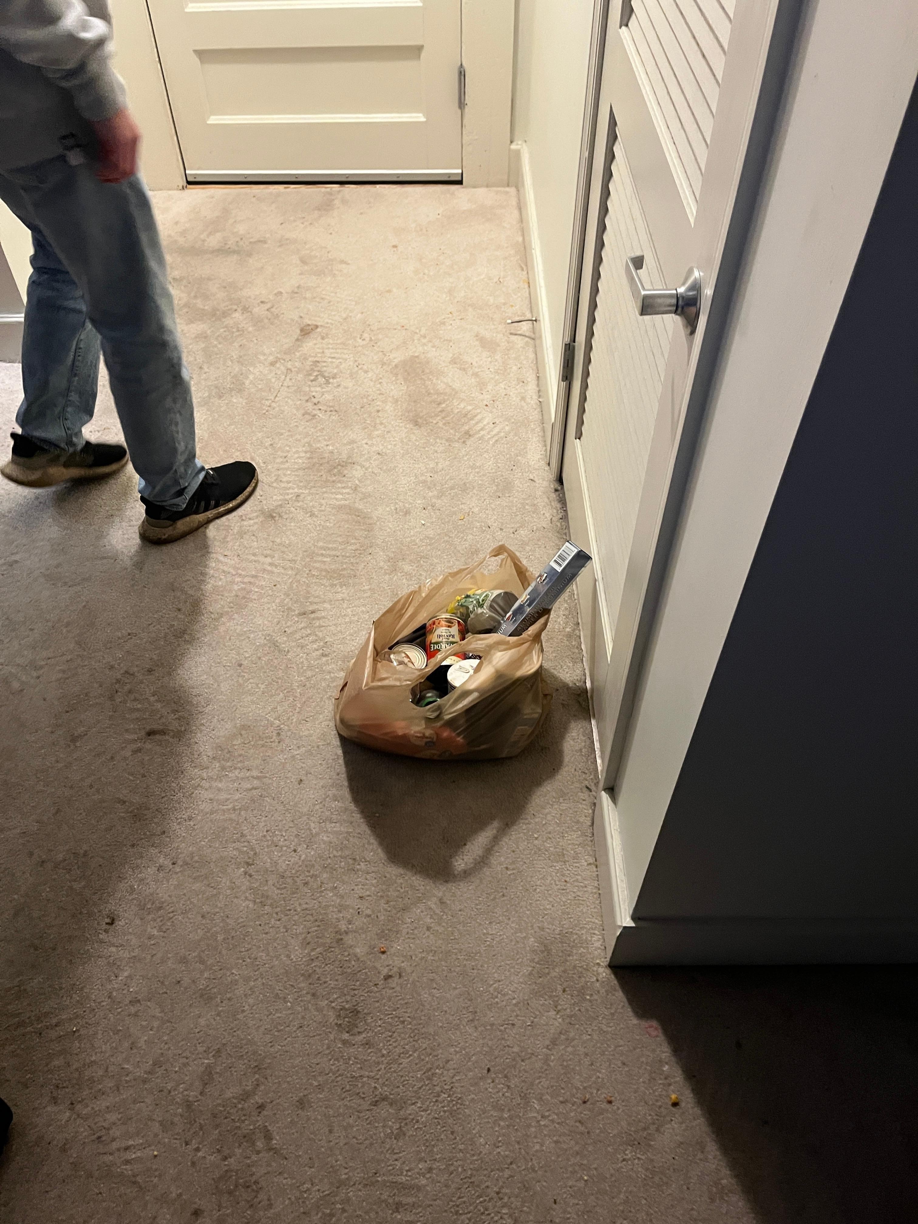 The random trash bag which greeted our entry.