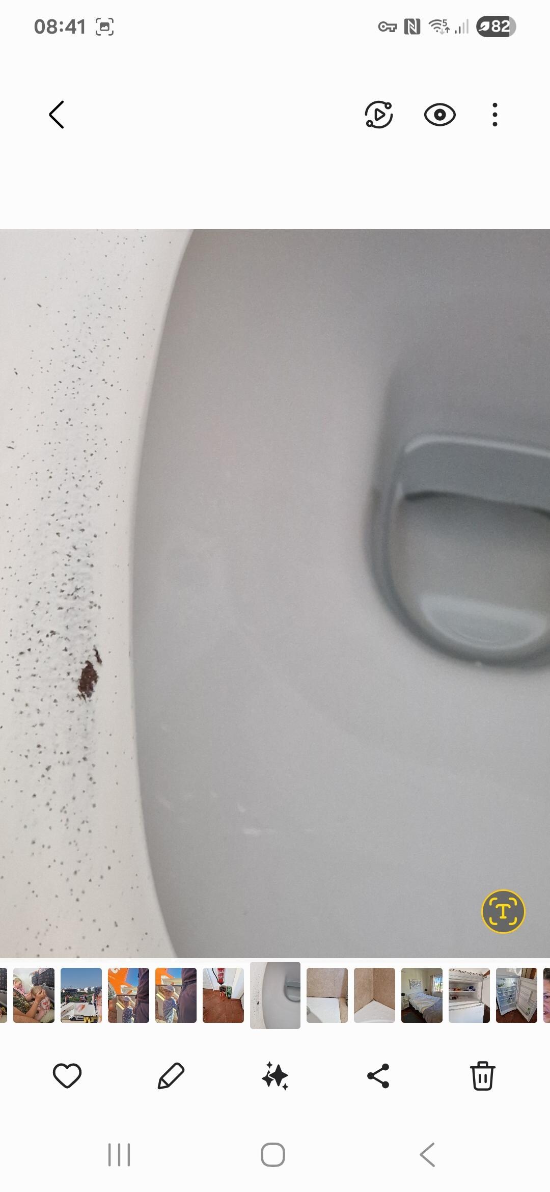Damaged toilet seat