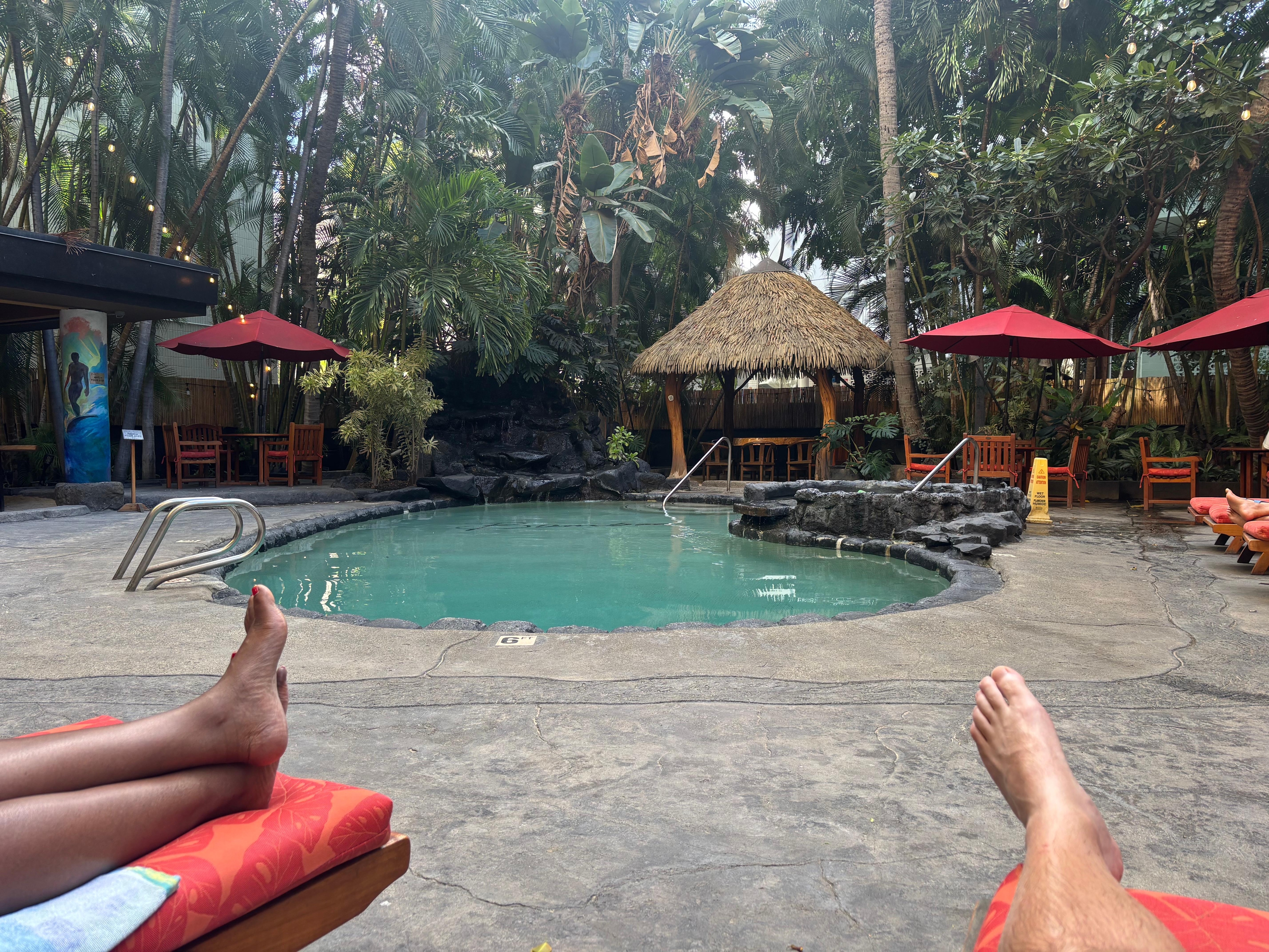 View from loungers. Get their early to enjoy the sunshine, mostly shaded after 2pm