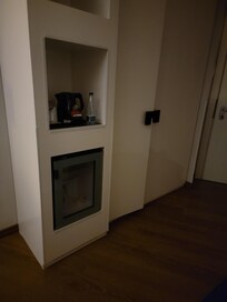 Mini fridge and coffee station