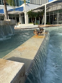 They have a fountain and some really sweet ducks! My kids loved this along with the little game room and proximity to universal studios ! ❤️
