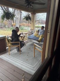 First morning wasn’t too cold, for coffee on the patio…