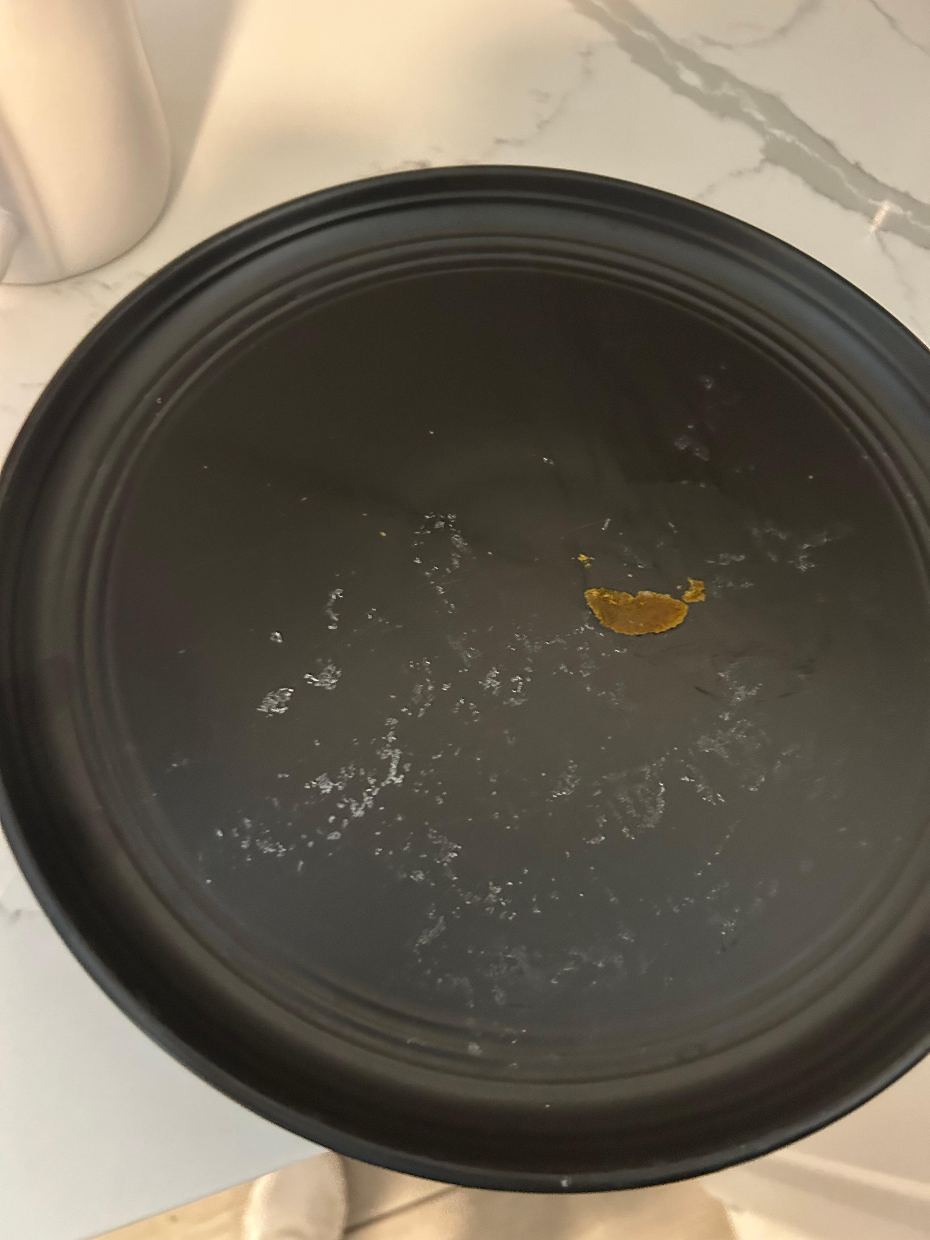 This is a plate I took out of the cabinet. There was left over food in the refrigerator, freezer and pantry. The home is not well maintained, the smoke alarm was in pieces on a table and home overall is very dirty. 