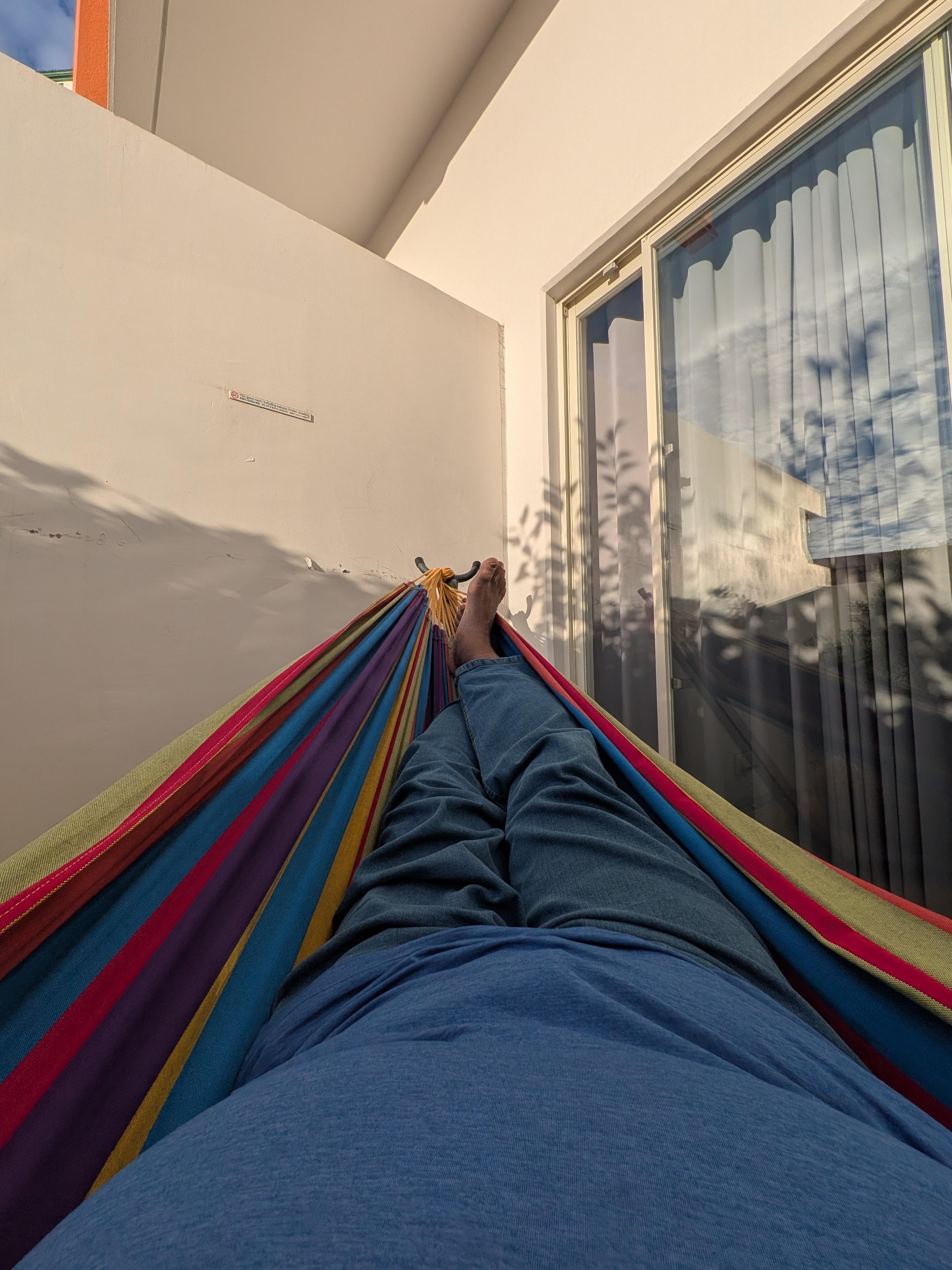 It just inspired me to buy a hammock for my house. This was on my patio of my room. Awesome!