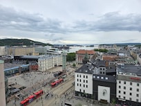 View over Jernebane torget from the restaurant.