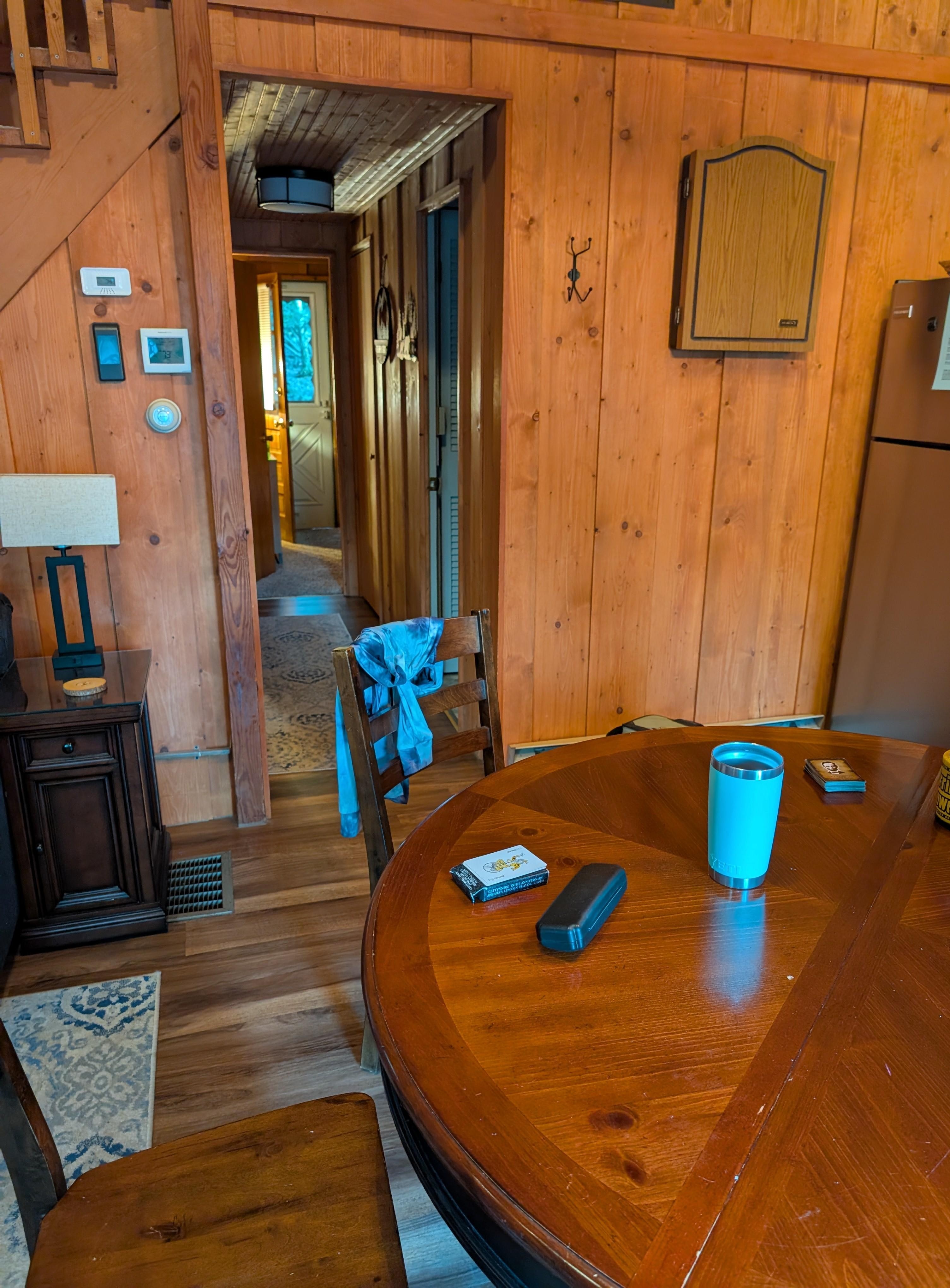 Hallway to bedrooms/bath and back deck