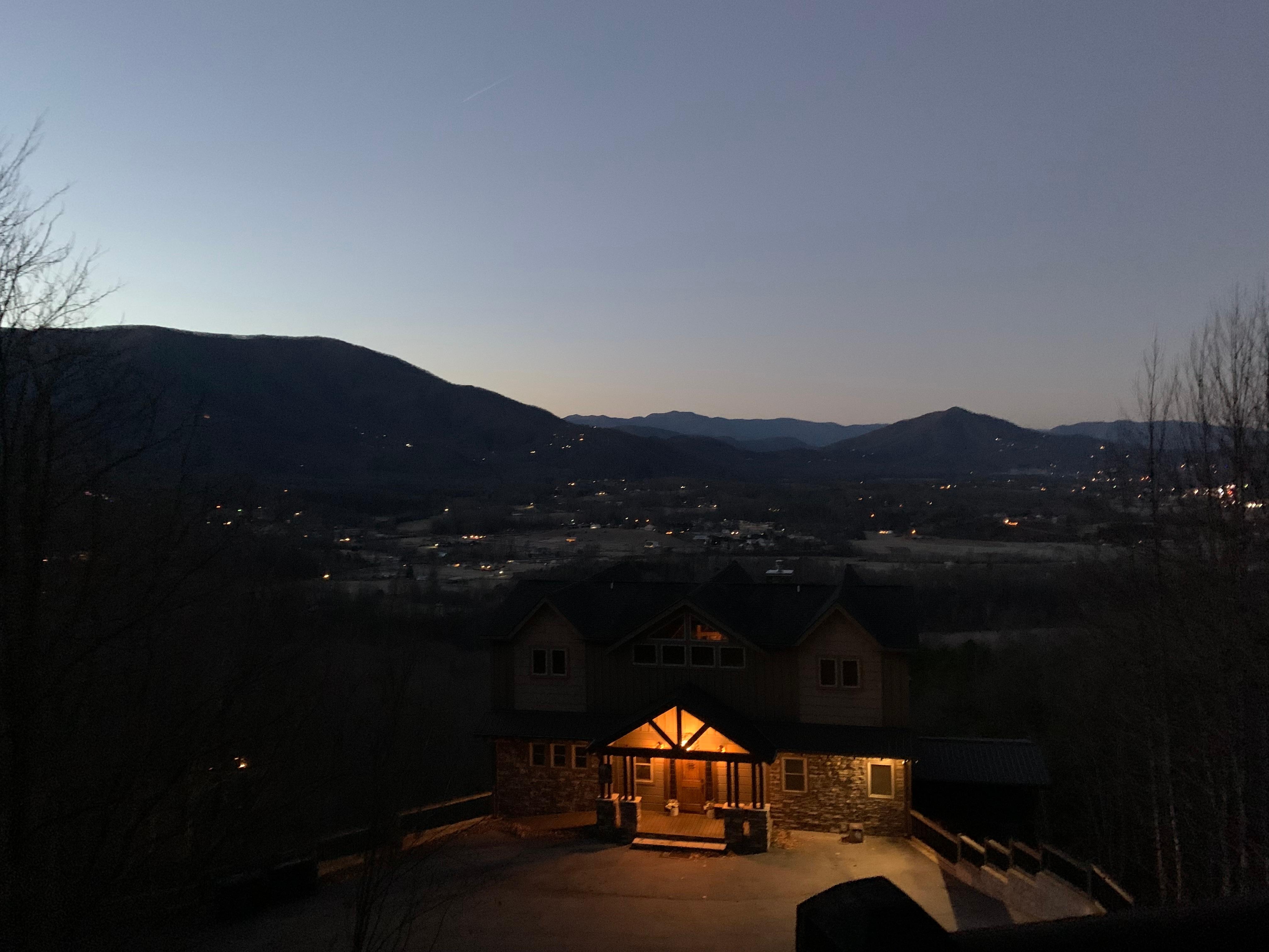 Outside view of mountainside from front porch. 
