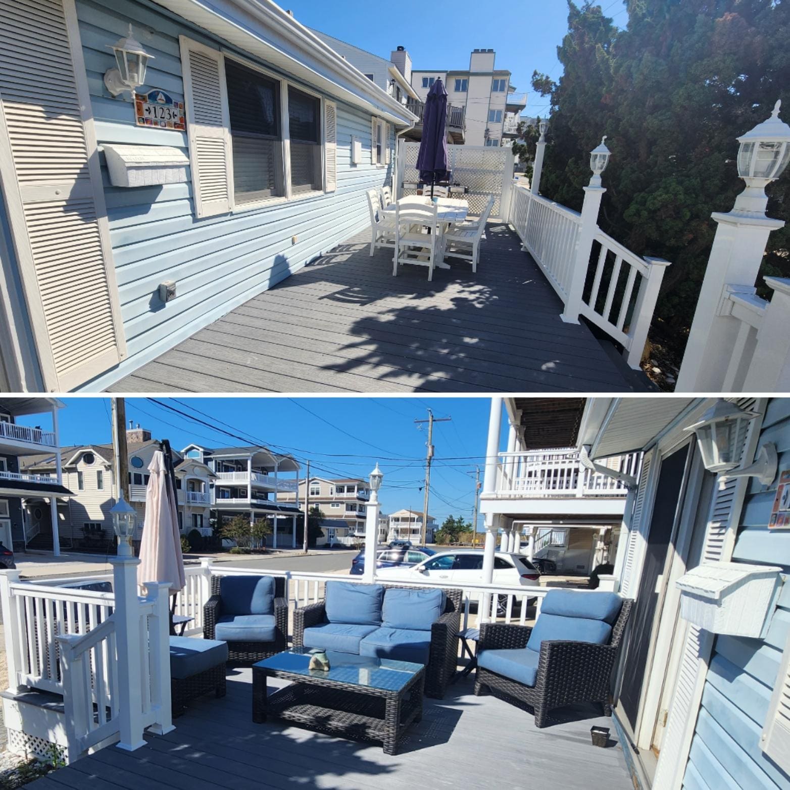 Front deck with plenty of seating.