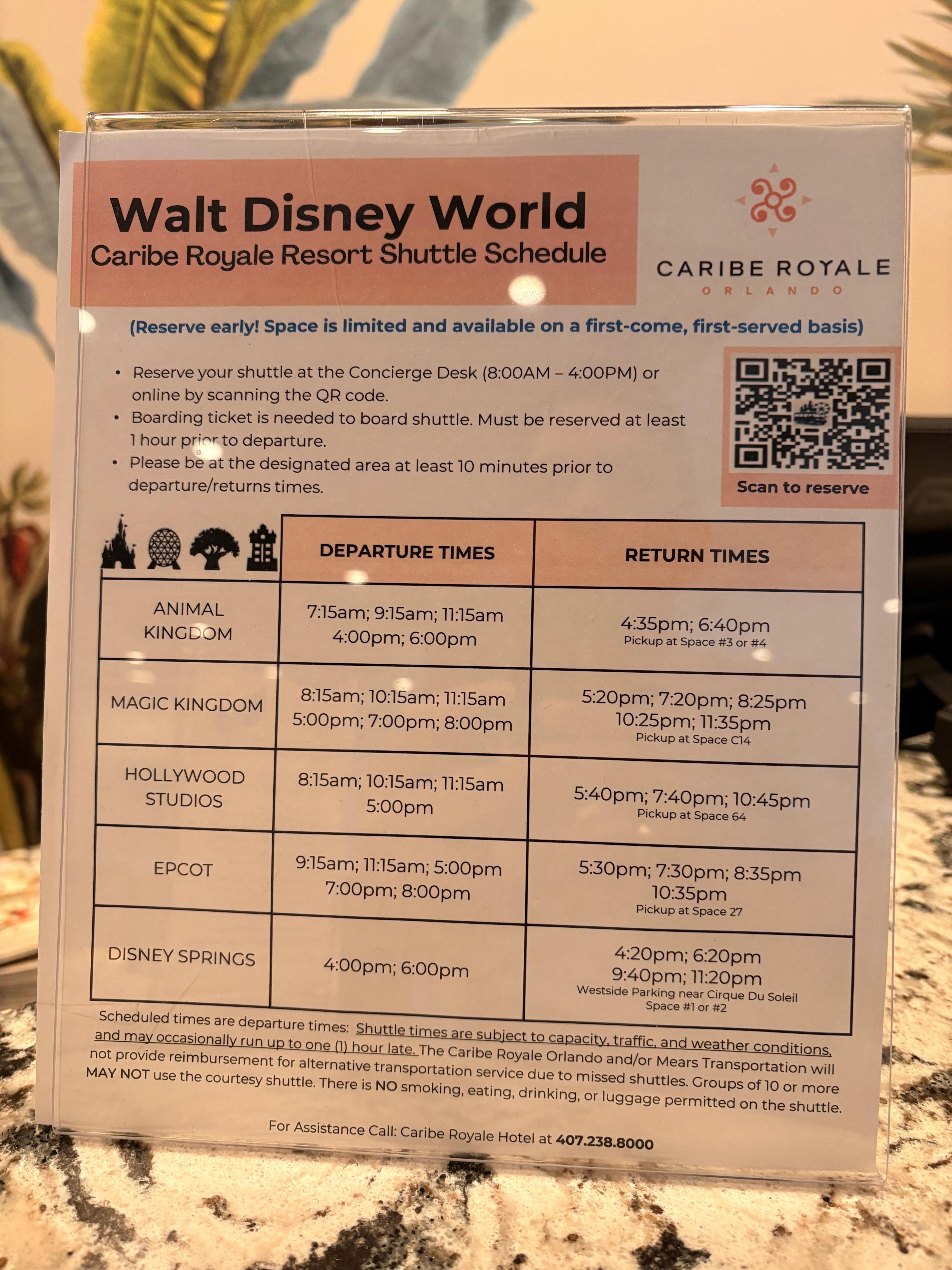 Shuttle times to Disney 