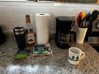 Coffee maker was my best friend every morning - syrup and Door County coffee packs that I brought along