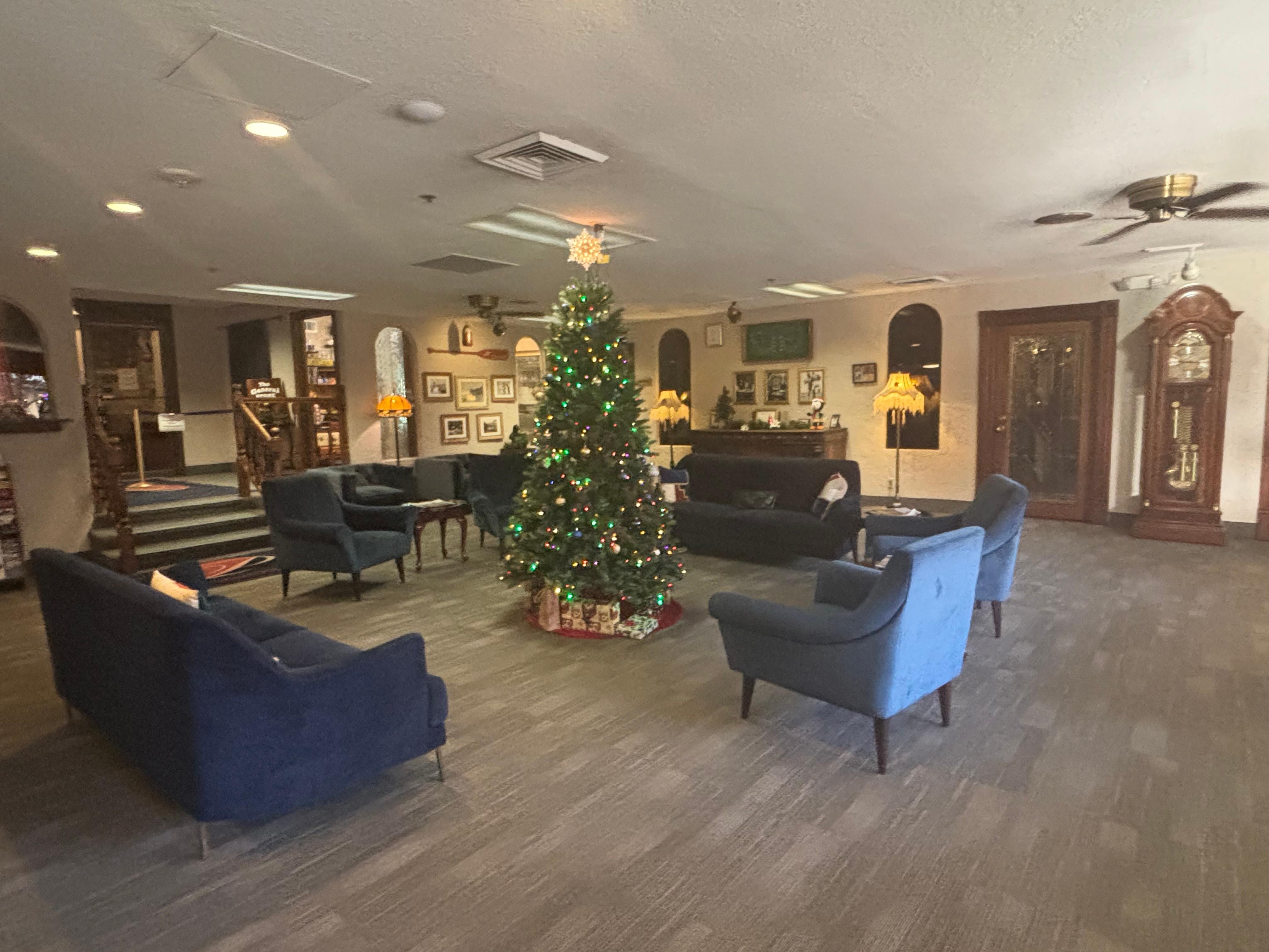 The lobby “living room” at the hotel. 