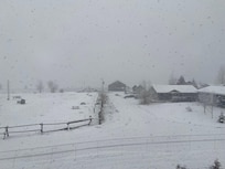 Snowy view from my hotel room