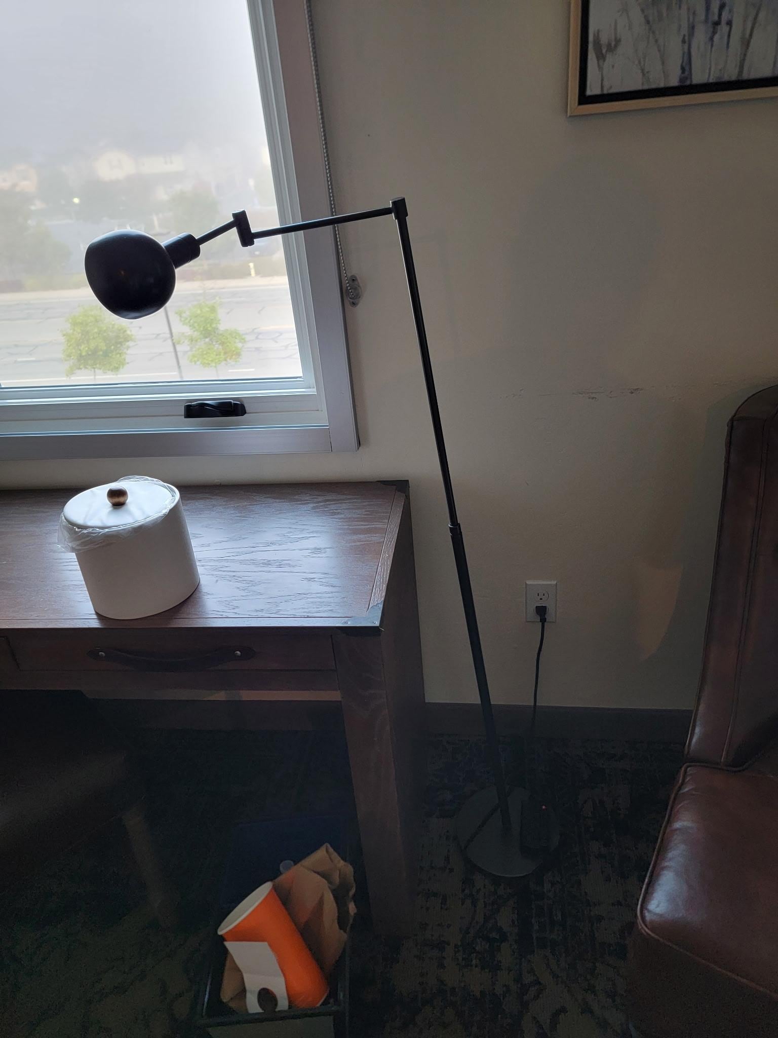 Light fixture, broken falling over