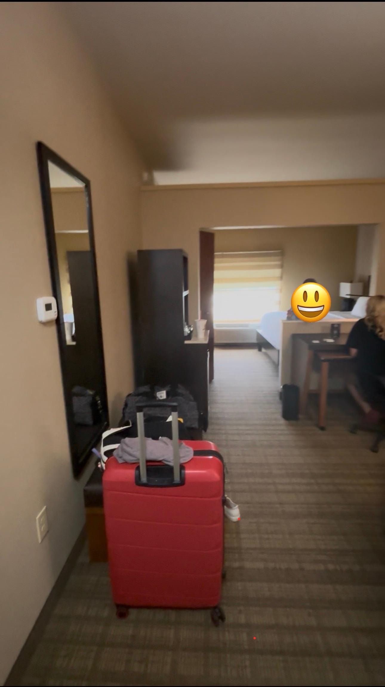 Kind of blurry but we liked the room. King bed and pull out sofa.