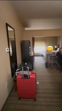 Kind of blurry but we liked the room. King bed and pull out sofa.