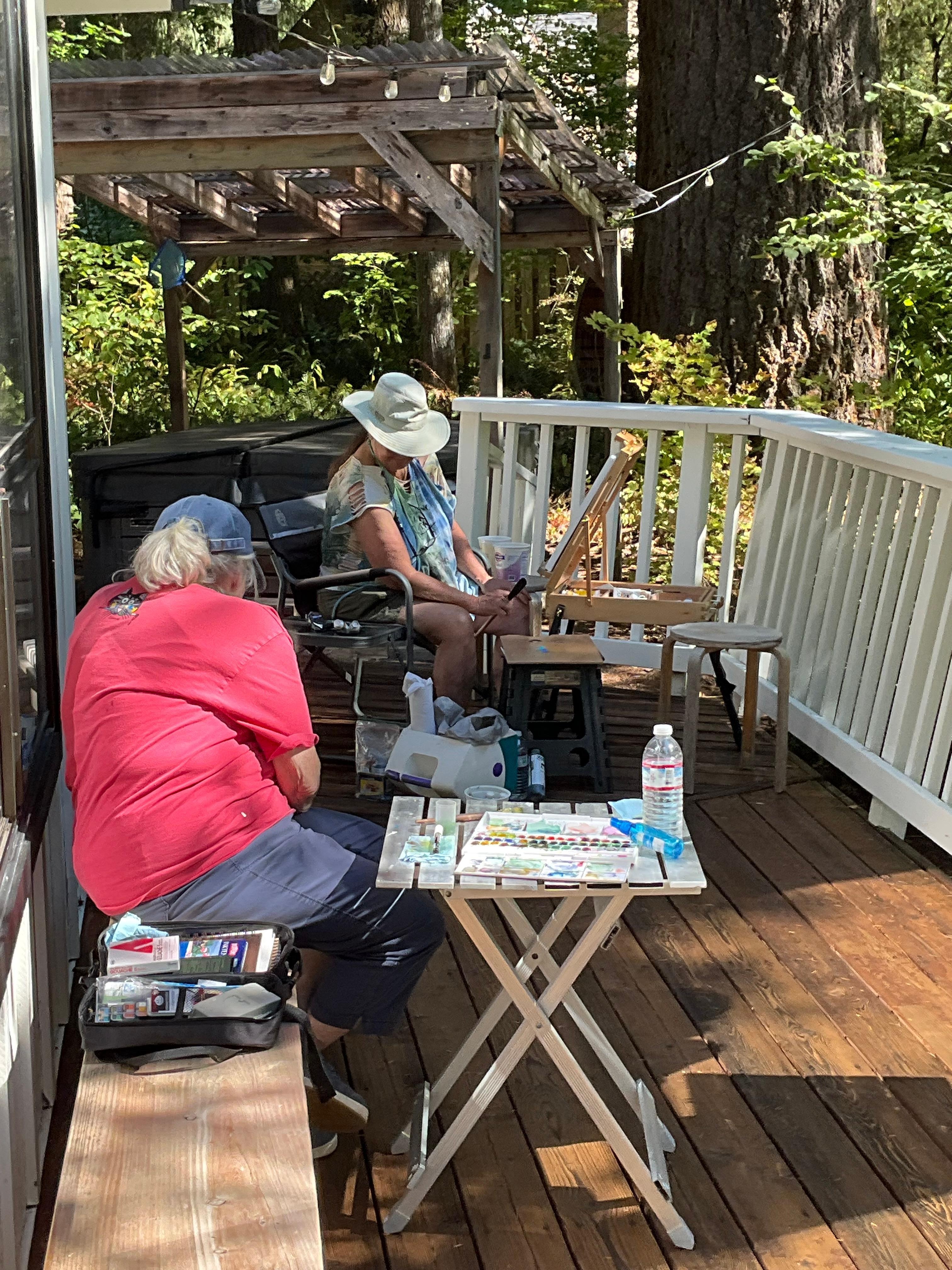 Painting plein air from the deck.