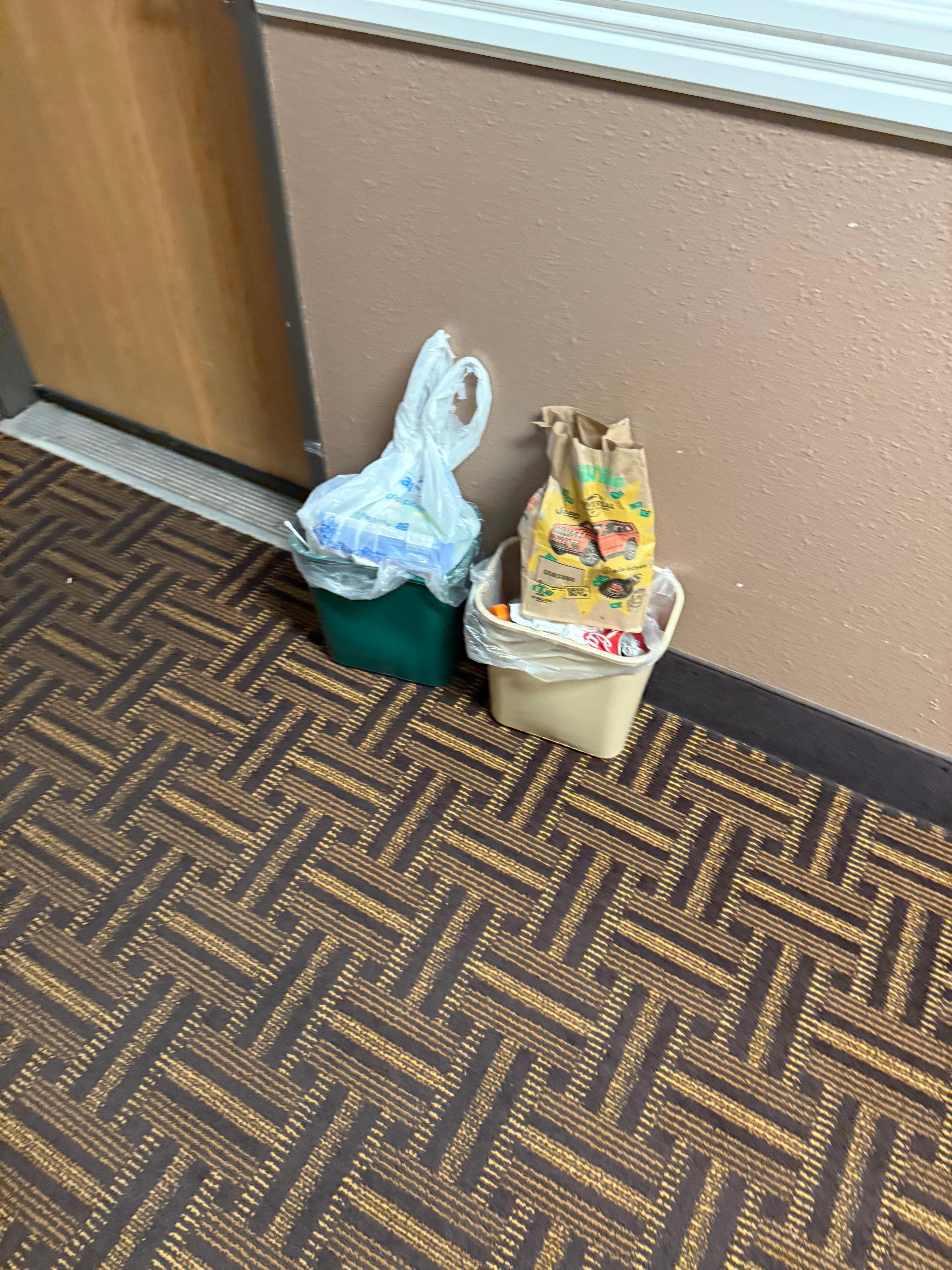 Trash in the hallway.
