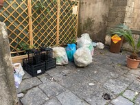 Once you get inside the property just before getting to the office. More trash.