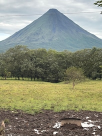 View of Aerenal mountain from the balcony of our room