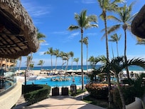 View of the pools from the main floor.
