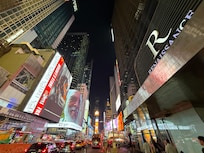 View of Times Square from hotel entrance