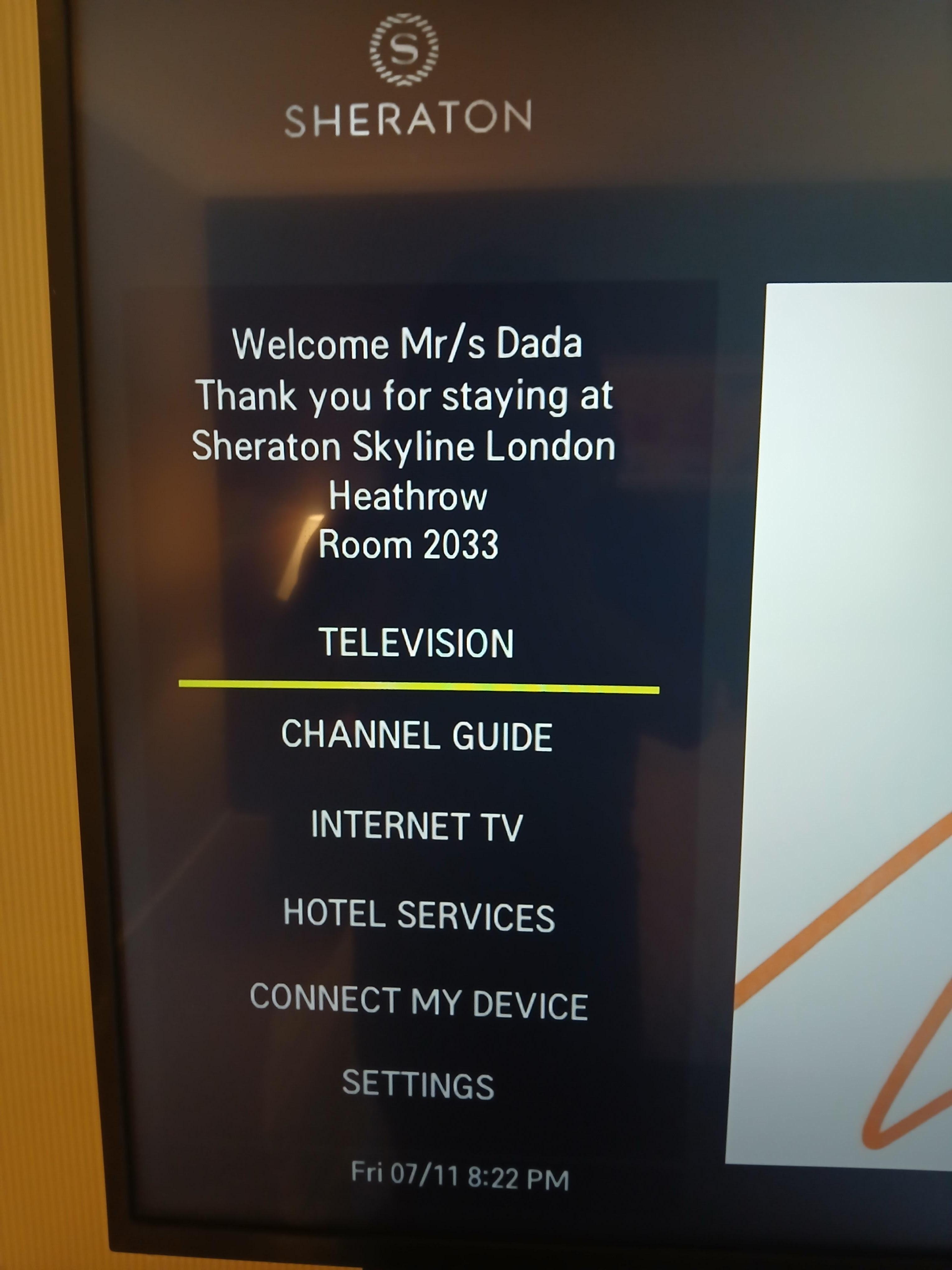 The tv is customised to my name