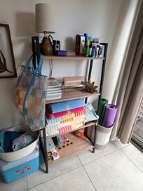 Ample pool/beach supplies including sunscreen and natural insect repellant.