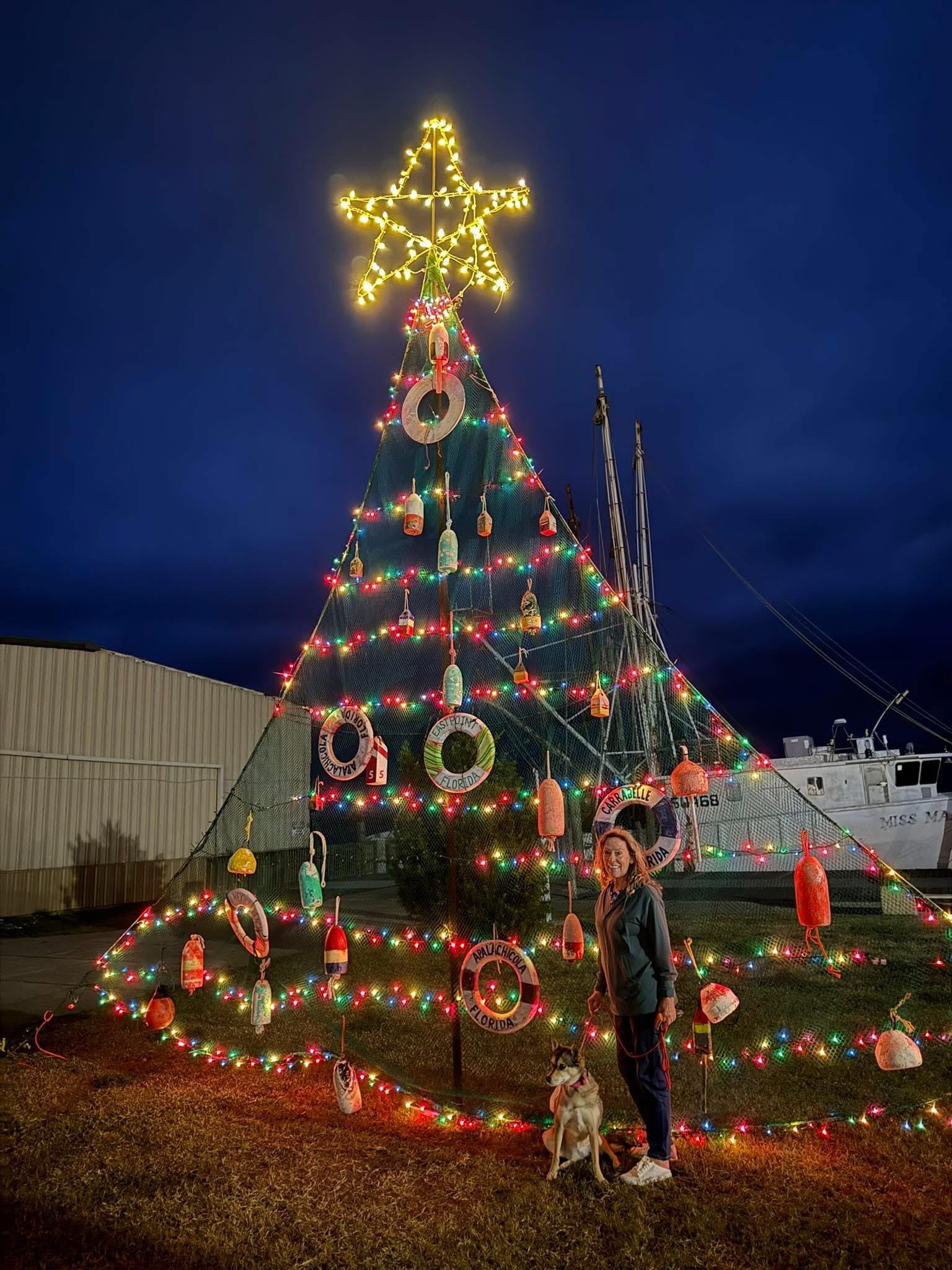 Christmas tree from fish net & buoys