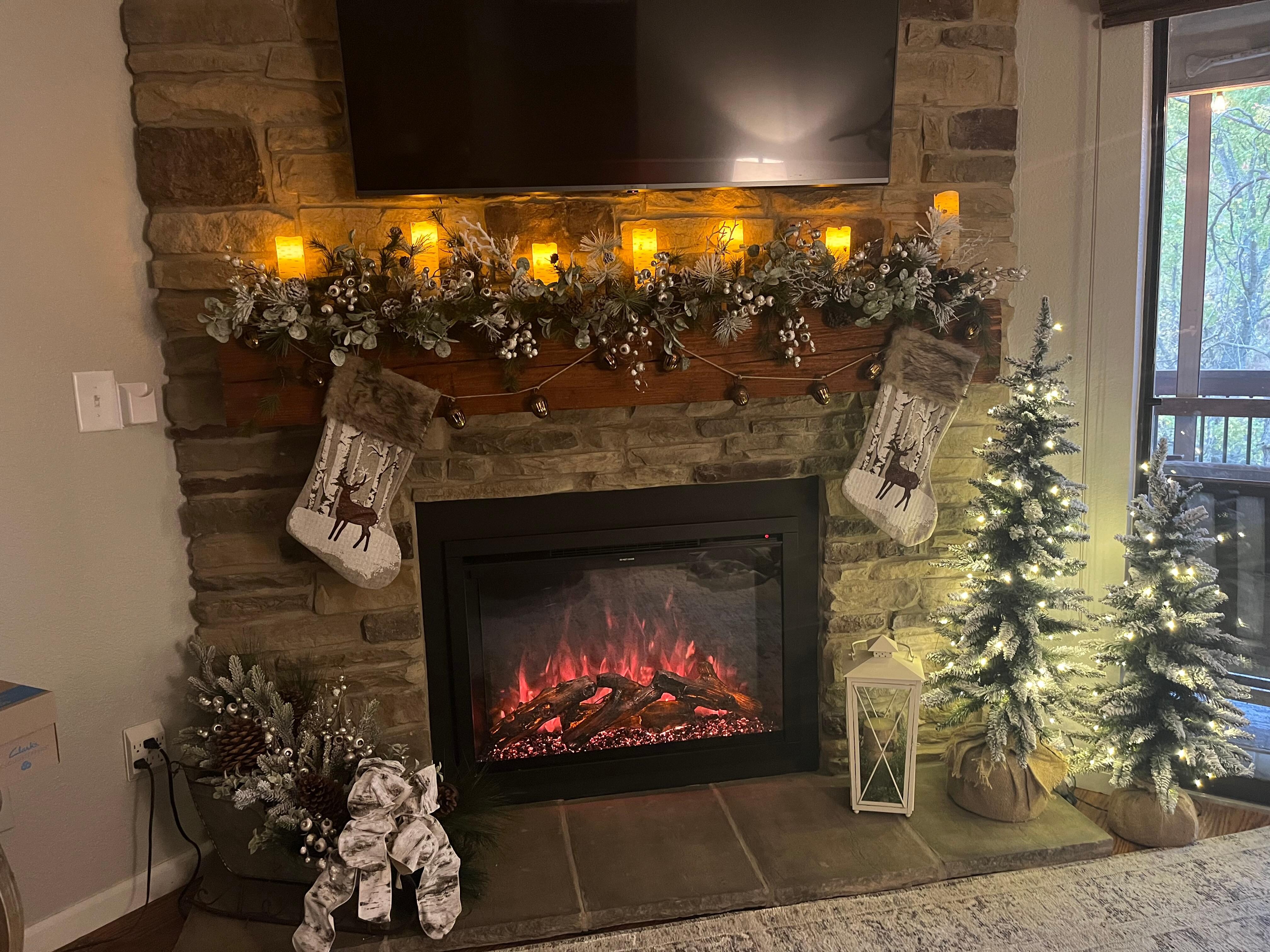 Peaceful, relaxing fireplace after a day of exploring Branson