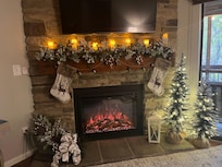 Peaceful, relaxing fireplace after a day of exploring Branson