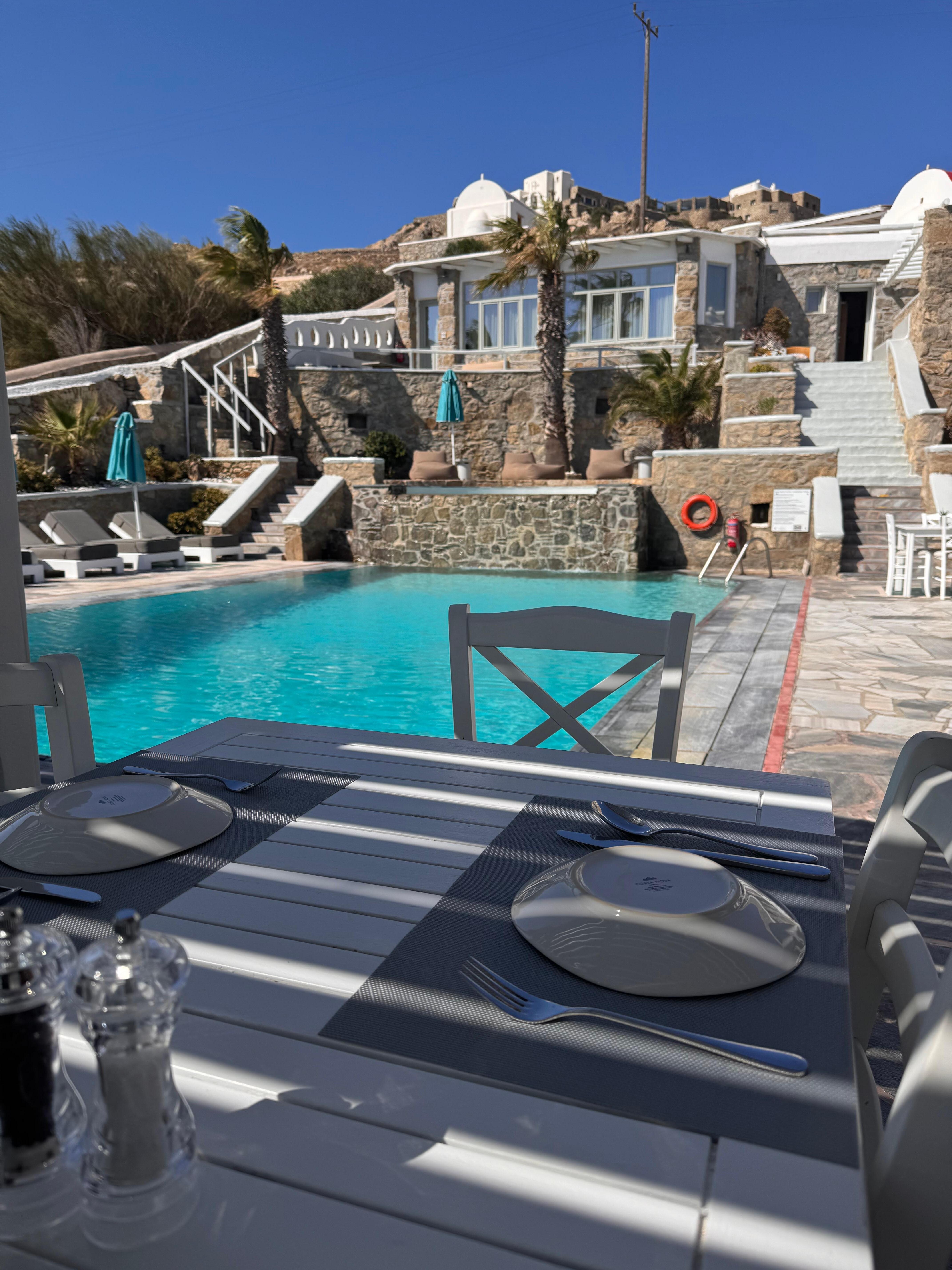 Pool patio and swim area. 