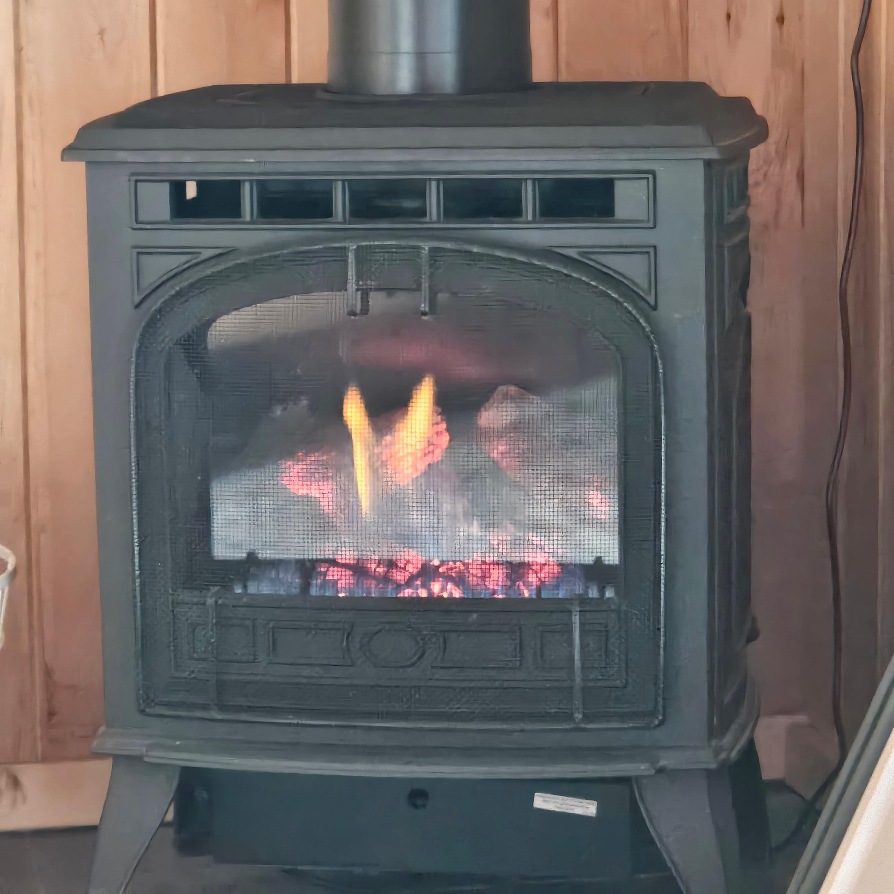 Fireplace can warm the whole cabin. 