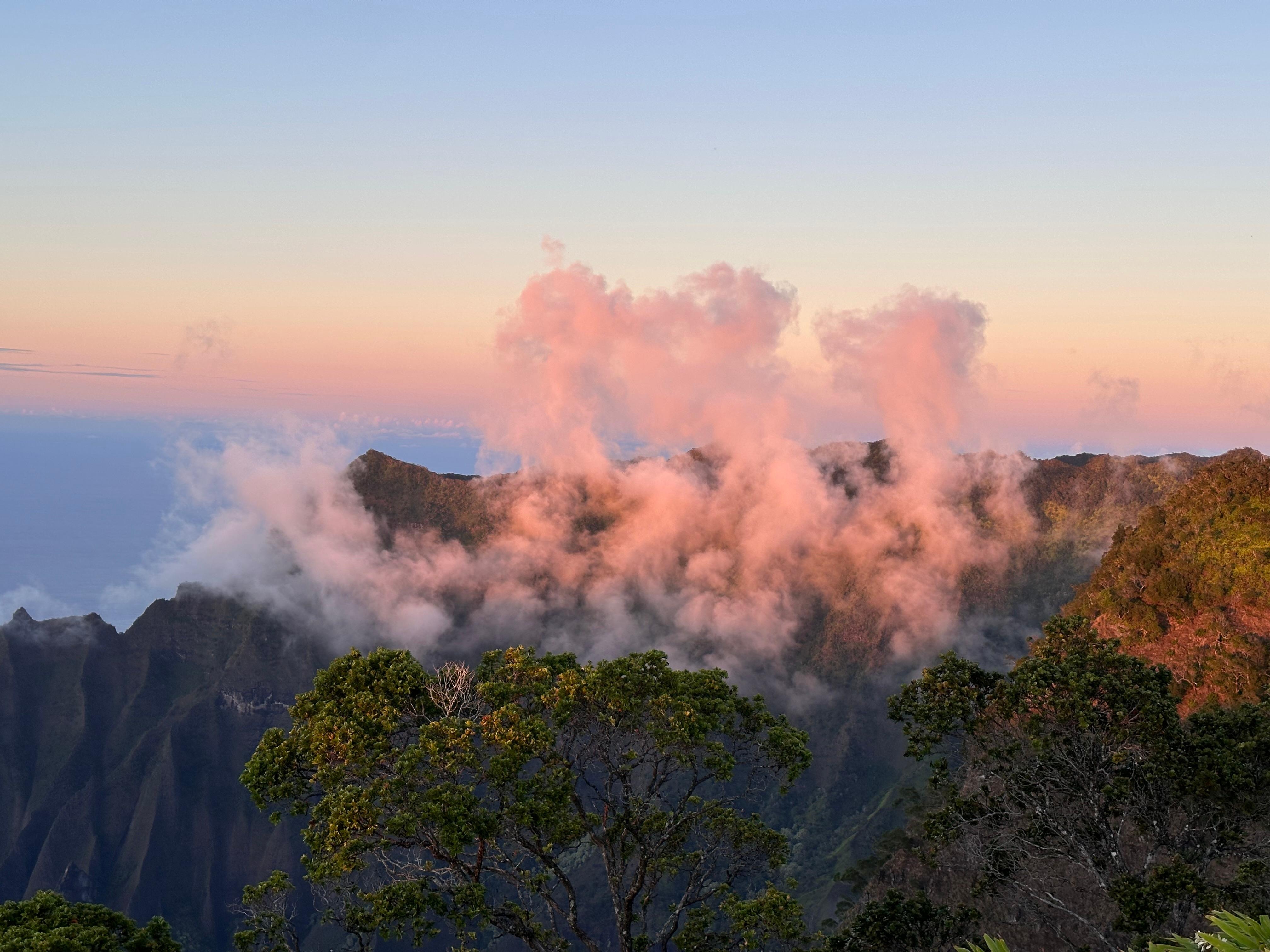Furthest lookout that was open in the Waimea Canyon state park near sunset