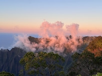 Furthest lookout that was open in the Waimea Canyon state park near sunset