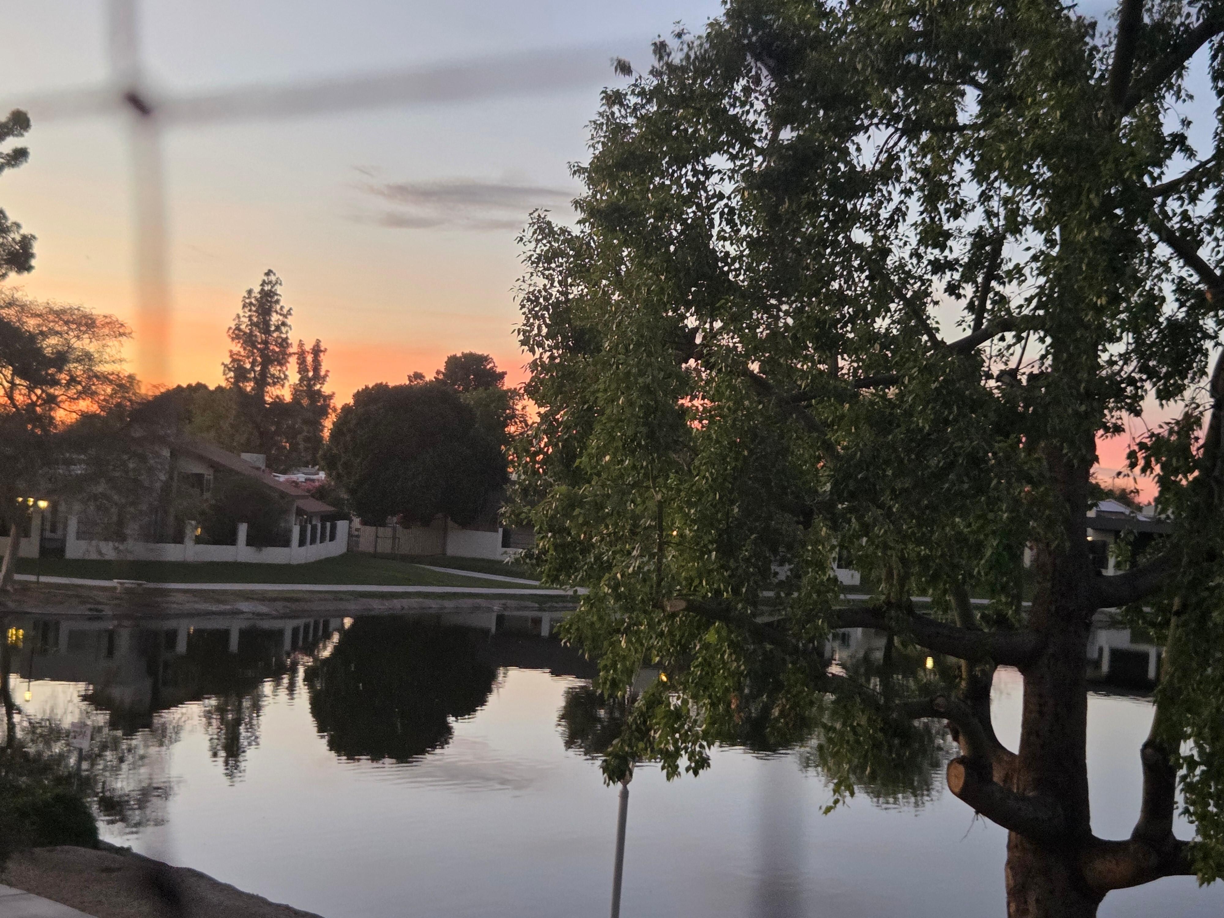 View of sunset from the deck.