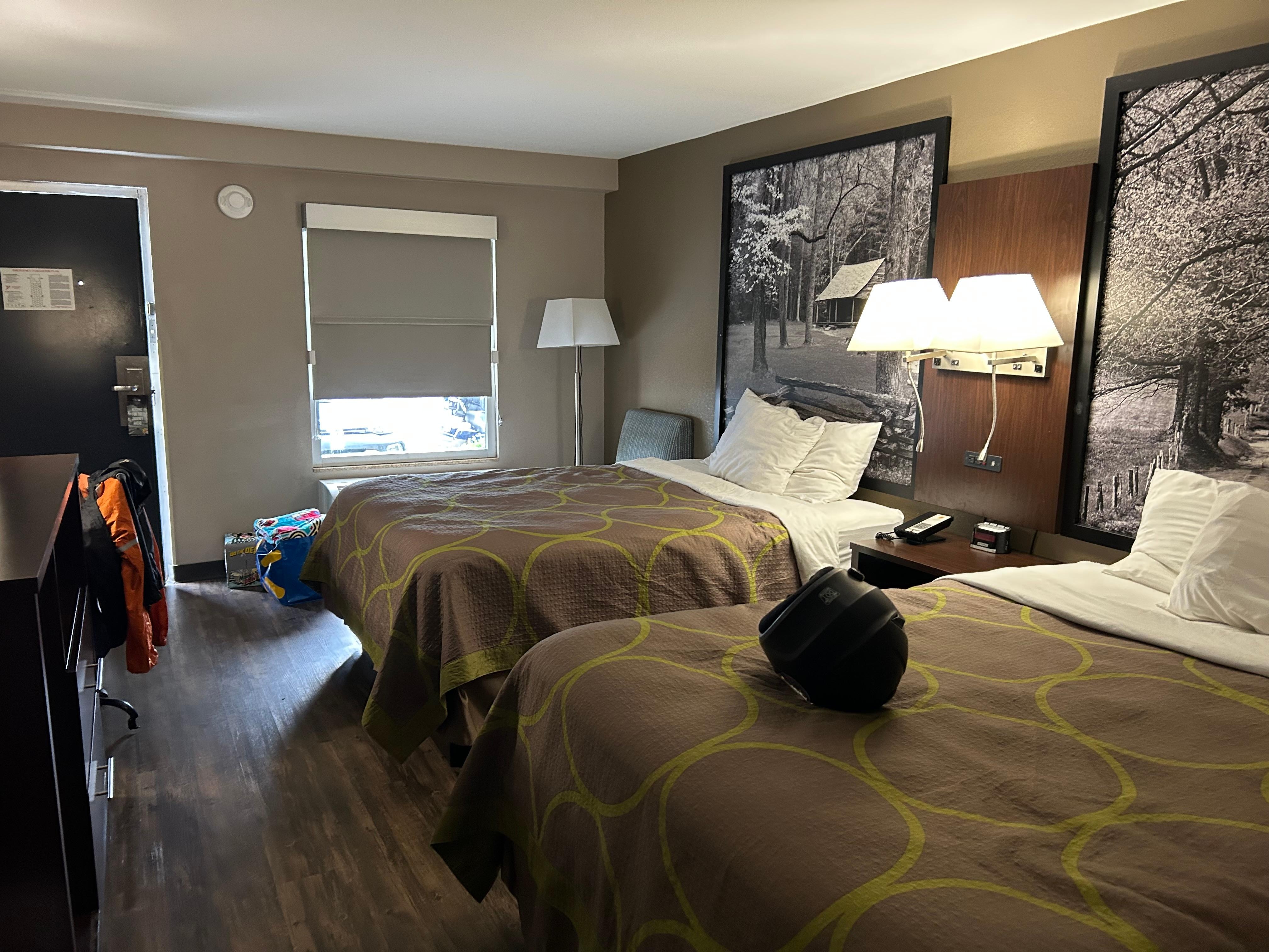 Room was fine overall and the mattress wasn’t uncomfortable and the pillows were very very soft so I had to use three for my head.