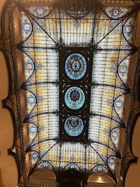 Incredible stained glass ceiling, view from lobby