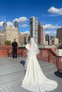 Rooftop first look between bride & groom